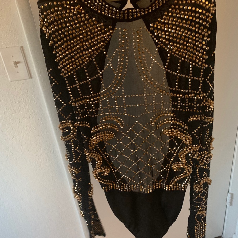 NEW Gold stud/gem body suit